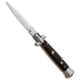 Frank Beltrame 9 Italian Stiletto Dagger Automatic Folding Knife, 4.00in, Stainless Steel, Dagger Blade, Ebony, Black Handle, Black/Gray, 8.75 inch, BHQ-85141