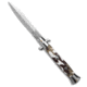 Frank B Frank B. 9" Italian Stiletto Automatic Knife Camouflage Satin Dagger, Green, Stainless Steel, adult, BHQ-182968