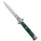 Frank B Frank B 9" Italian Stiletto Automatic Knife Green Micarta 4" Satin Dagger, Green, Stainless Steel, adult, BHQ-233505