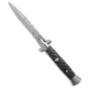 Frank Beltrame 9 Italian Stiletto Automatic Folding Knife, 3.75in, Stainless Steel, Bayonet Blade, Teflon, Black Handle, Black/Gray, 9.00 inch, BHQ-134800