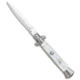 Frank Beltrame 9 Italian Stiletto Automatic Folding Knife, 4.00in, Stainless Steel, Dagger Blade, Acrylic, White Handle, White/Steel, 9.00 inch, BHQ-138986
