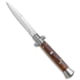 Frank Beltrame 9 Italian Stiletto Bayonet Automatic Folding Knife, 4.00in, Stainless Steel, Bayonet Blade, Wood, Wood Handle, Wood/Gray, 8.75 inch, BHQ-141099