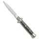 Frank Beltrame 9 Italian Stiletto Spear Point Automatic Folding Knife, 4.00in, Stainless Steel, Spear Point Blade, Wood, Black Handle, Black/Gray, 8.75 inch, BHQ-141891