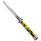 Frank Beltrame SKM AB 11 Italian Stiletto Automatic Folding Knife, 5.00in, Stainless Steel, Bayonet Blade, Polymer, Yellow Handle, Yellow/Steel, 11.00 inch, BHQ-51079