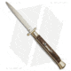Frank Beltrame 11 Italian Stiletto Swinguard Gold Plated Automatic Folding Knife, 5.00in, Stainless Steel, Bayonet Blade, Horn, Brown Handle, Brown/Gold, 11.00 inch, BHQ-51920