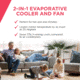 Frigidaire 2-in-1 Evaporative Air Cooler and Fan, Cools 250 sq ft, White, White, EC200WF