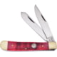 Frost Big Game Trapper Folding Knife, Mirror finish stainless clip and spey blades, Red jigged bone handle, 14-312DRPB