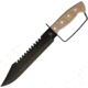 Frost Bowie Tan Knife, 10 black finish sawback stainless blade, Tan rubber handle, TX-29SAND