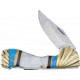 Frost Choctaw Turquoise Silverhorse Folding Knife, Turquoise, black jet, and mother of pearl handle, SHS-105BBW