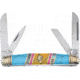 Frost Congress Silverhorse Folding Knife, Red, blue, and yellow turquoise and abalone handle, SHS-115BARY