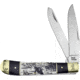 Frost Deer Trapper Buffalo Horn Folding Knife, Mirror finish stainless clip and spey blades, Buffalo horn and white smooth bone handle with dee, SW-108BHSB/D