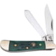 Frost Dog Leg Trapper Whitetail Cutlery Folding Knife, Mirror finish stainless clip and spey blades, Dark green jigged bone handle, WT-975DGJB