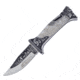 Frost Embossed Ice Folding Knife, 5in Closed, 3.75in, Satin Stainless Blade, Cracked Ice Resin Handle, BKH-104CI