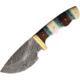 Frost Fireblaze Skinner Knife, 9.5in Overall, 4.5in, Damascus Steel Blade, Wood/Bone Handle, Leather Sheath, CSW-003DSBWW