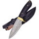 Frost Buffalo Fixed Blade Knife, 9in Overall, 4.5in, Damascus Steel Blade, Buffalo Horn Handle, Leather Sheath, VFD-27BH