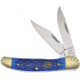Frost Folding Hunter Blue Jig Bone Folding Knife, Mirror SS Clip And Skinner Blades, Blue Jigged Bone Handle, OC-556BLJB