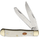 Frost Iron Horse Trapper Folding Knife,Clip and Spey,White,Smooth Bone Handle FIH108WSB