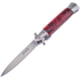 Frost Italian Stiletto Milano A/O Folding Knife, Linerlock, in Closed, 4in Mirror 3Cr13 SS Spear Point Blade, Red And Black Synthetic Handle, ISM-001R/BK