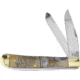 Frost Large Trapper Rams Horn Folding Knife, Mirror finish stainless clip and spey blades, Rams horn handle, SW-108L/RH