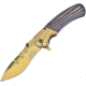 Frost Linerlock A/O Folding Knife, 4 gold TiNi coated stainless blade, Black pakkawood handle, BKH-008