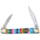 Frost Little Copperhead Stone Folding Knife, Mirror finish stainless clip and pen blades, Multi-color stone handle, SW-216TQT