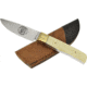 Frost Little Fox Bone Skinner Knife, 7.5in Overall, 3.5in, Satin Stainless Blade, White Smooth Bone Handle, Leather Sheath, CW-986WSB