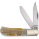 Frost Little Jim Bowie Trapper SC Folding Knife, Mirror SS Clip/ Spey Blades, Second Cut Bone Handle, Nickel Silver Bolster, 14-100SC