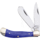 Frost Little Saddlehorn Blue Folding Knife, 3.25in Closed, Mirror Stainless Clip/Skinner Blades, Blue Smooth Bone Handle, 14-096BLSB
