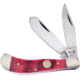 Frost Little Saddlehorn Dark Red Folding Knife,Clip and Spey,Dark Red,Pick Bone Handle F14096DRPB