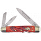 Frost Locking Whittler Dark Red Jig Bulldog Folding Knife, Mirror SS Pen/Spear/Coping Blades, Red Jigged Bone Handle, Nickel Silver Bolster, Red, BDG-116DRJB