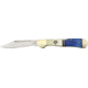 Frost Masonic Midlock Folding Knife,Stainless Clip Blade, Blue/White Smooth Bone Handle FMAS165