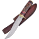 Frost Moon Dancer Bowie Knife, 6.5 satin finish stainless clip point blade, Brown jigged bone handle with black and red pakkaw, CW-608BRB