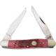 Frost Muskrat Dark Red Jig Bone Folding Knife,Stainless Steel,Standard Edge,Mirror Polish,Dark Red,Jigged Bone Handle F14161DRJB