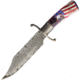 Frost Patriotic Bowie Knife, 7.5 faux damascus finish stainless clip point bla, ABS handle, FC-1911