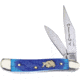 Frost Peanut Blue Jig Bone Bulldog Folding Knife, Mirror SS Clip/Pen Blades, Blue Jigged Bone Handle, Nickel Silver Bolster, Blue, BDG-107DBJB