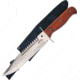 Frost Pioneer Bowie Fixed Blade Knife, 9.75in, Stainless Steel, Standard Edge, Sawback, Satin, Brown, Pakkawood Handle F18306PW