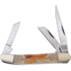Frost Range Rider Folding Knife, 3.25in Closed, Mirror Stainless Clip/Sheepsfoot/Coping Blades, Second Cut Bone Handle, VF-910SC