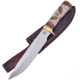 Frost Red Plains Chief Bowie Knife, Chipaway, 11.5in Overall, 6.5in Satin SS Drop Point, Brass Guard, Carved Bone And Pakkawood Handle, Brown Leather Sheath, CW-3992IN
