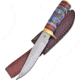 Frost Running Cloud Bowie Knife, Chipaway, 10in Overall, 5.5in Satin SS Clip Point Blade, Brass Guard, Blue Bone And Pakkawood Handle, Brown Leather Sheath, CW-598BLB