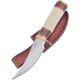 Frost Skinner White Bone Knife, 4.5 satin finish stainless skinner blade, White smooth bone handle with brown wood spacers, BKH-225WSB