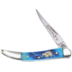 Frost Small Toothpick Blue Bone Bulldog Folding Knife, Mirror SS Long Clip Blade, Blue Jigged Bone Handle, Nickel Silver Bolster, Blue, BDG-109DBJB