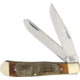 Frost Steel Warrior Trapper Ram Folding Knife,Stainless Steel,Standard Edge,Clip and Spey,Mirror Polish,Ram Horn Handle FSW108RH