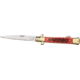 Frost Stiletto Dark Red Folding Knife, 3.875in, Single Edge Blade, Dark Red Jigged Bone Handle FSW185DRJ