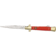 Frost Stiletto Red Folding Knife, 3.875in, Single Edge Blade, Red Composition Composition Handle FSW185R