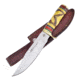 Frost Sun Dancer II Bowie Knife, 7 satin finish stainless blade, Yellow bone handle with black, brown, and green pa, CW-610YB