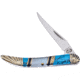 Frost Toothpick Silverhorse Folding Knife, Blue turquoise and pearl handle, SHS-109BBW