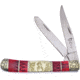 Frost Trapper Red Bone Folding Knife, Mirror SS Clip/ Spey Blades, Red Jigged Bone Handle, Nickel Silver Bolster, SS Inlay With Deer Artwork, Red, CSW-236BBH