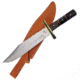 Frost Trophy Stag Bowie Knife, Trophy Stag, 14in Overall, 9.25in Satin SS Clip Point Blade, Ram'S Horn Handle, Ox Horn And Pakkawood Spacers, Brown Leather Sheath, TS-156