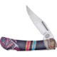 Frost Warrior Folding Knife, Black wood and red and blue turquoise handle with , SHS-123BRB