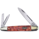 Frost Whittler Whiskey River Folding Knife, Mirror SS Spear, Pen, Coping Blades, Red Resin Handle, WTC-518WR
